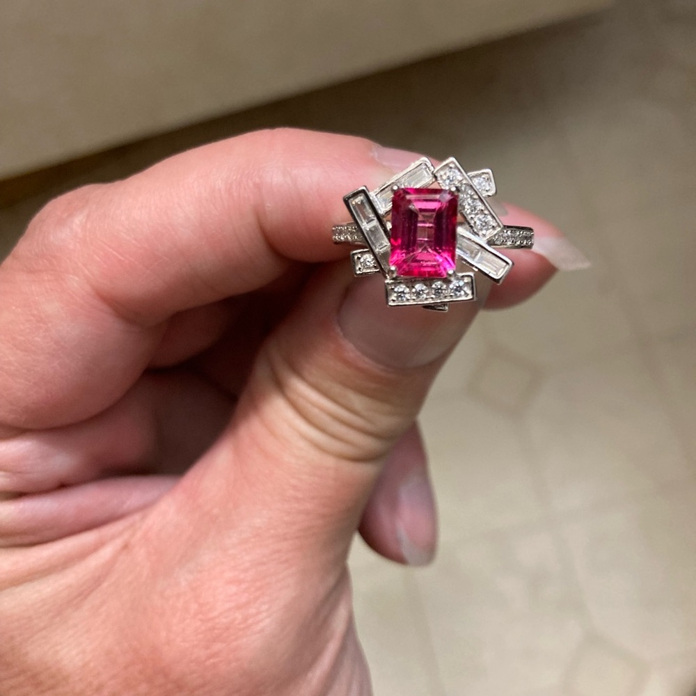 Sterling Silver Pink Topaz Ring size 7.5